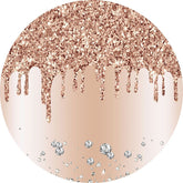 Lofaris Gold And Pink Glitters Circle Happy Birthday Backdrop